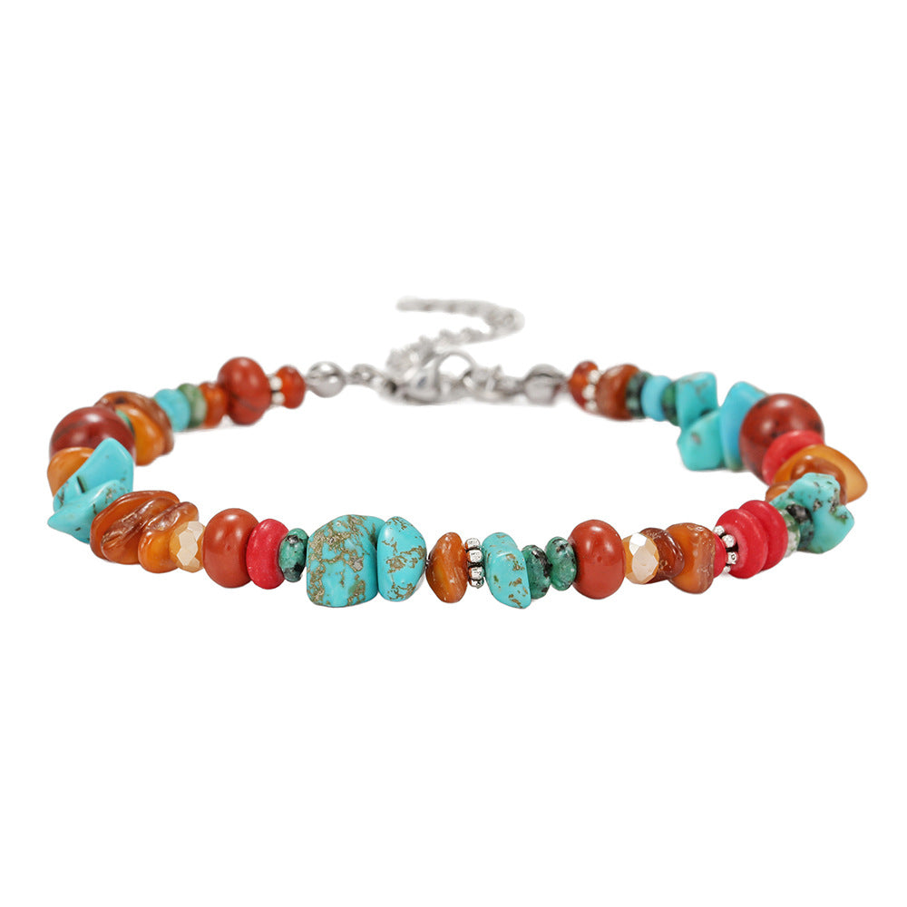 Handmade Geometric Round Irregular Turquoise Bracelet Unisex