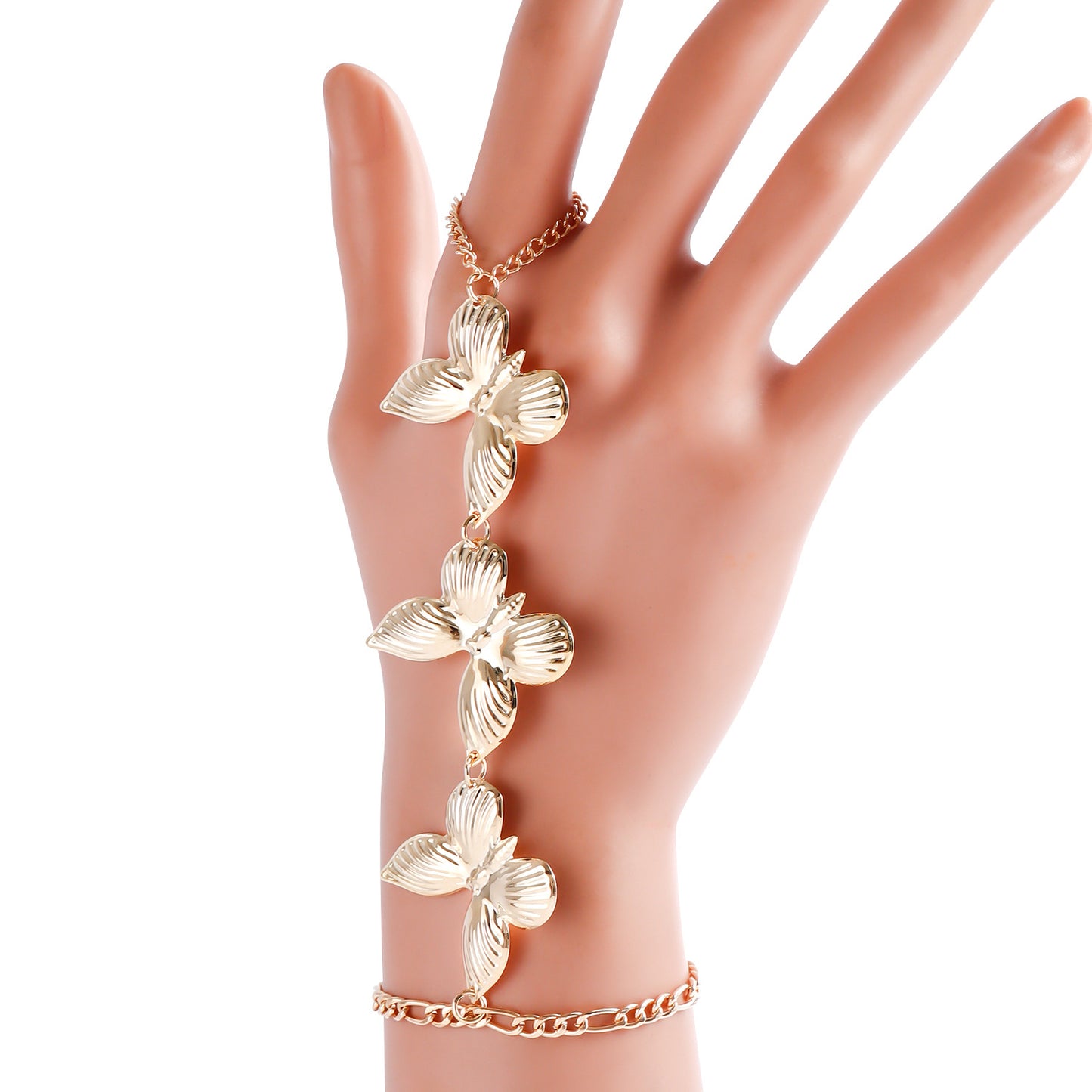 Vintage Geometric Arrow Open Ring Bracelet Set with Rhinestone Inlay and Plated Metal for Women