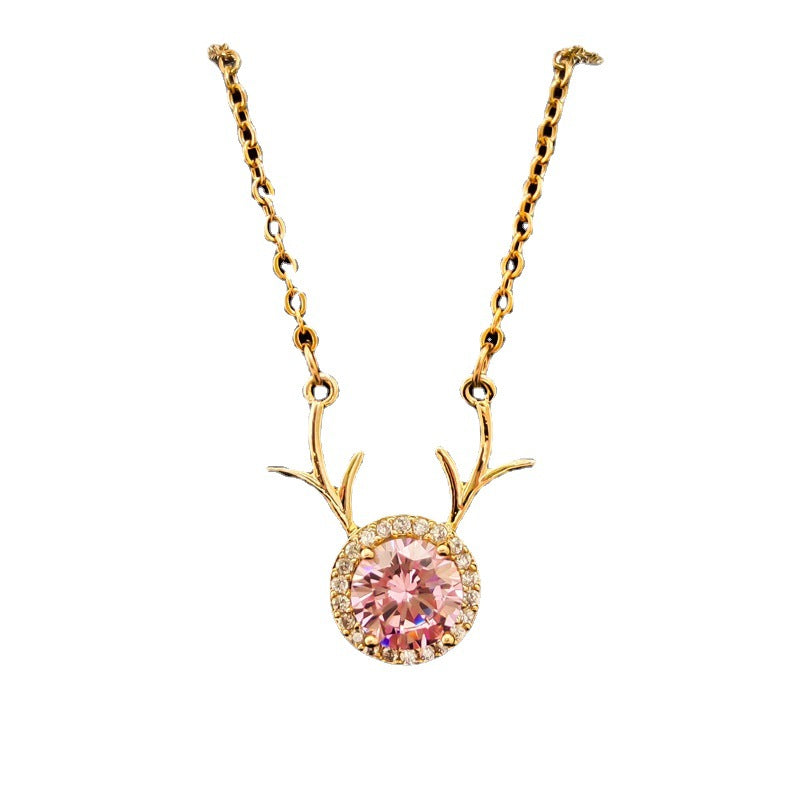 Collar con colgante de diamantes de imitación, geométrico y minimalista, de acero de titanio para mujer, cadena irregular, acabado chapado