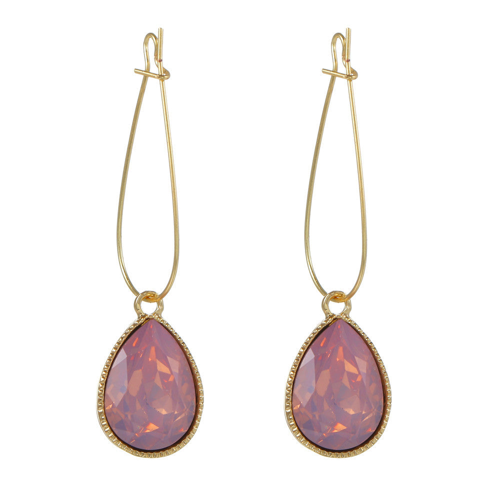 Minimalist Geometric Teardrop Earrings in Alloy with Rhinestone Inlay for Women
