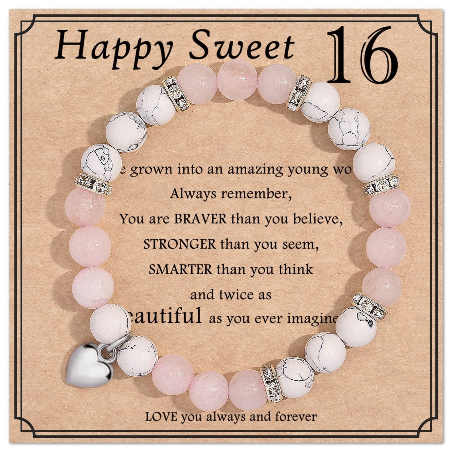 Geometric Heart Agate Beaded Bracelet for Women
