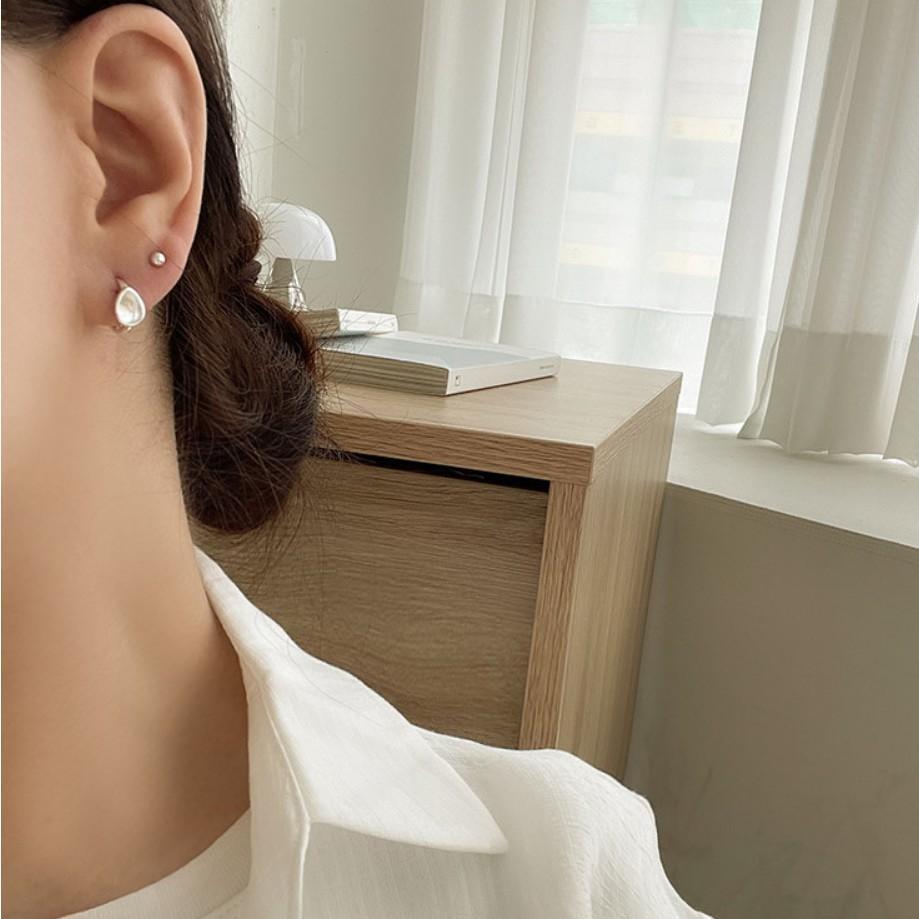 Minimalist Fashion Ear Cuffs in 925 Sterling Silver with AB Rhinestone Inlay and Teardrop Shape
