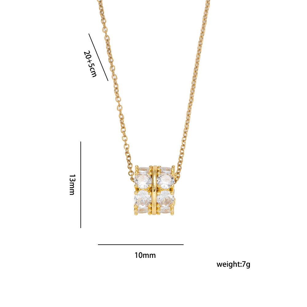 Collana pendente minimalista a forma di vita da donna in acciaio al titanio con intarsio di strass e placcatura in oro, delicata catena per clavicola