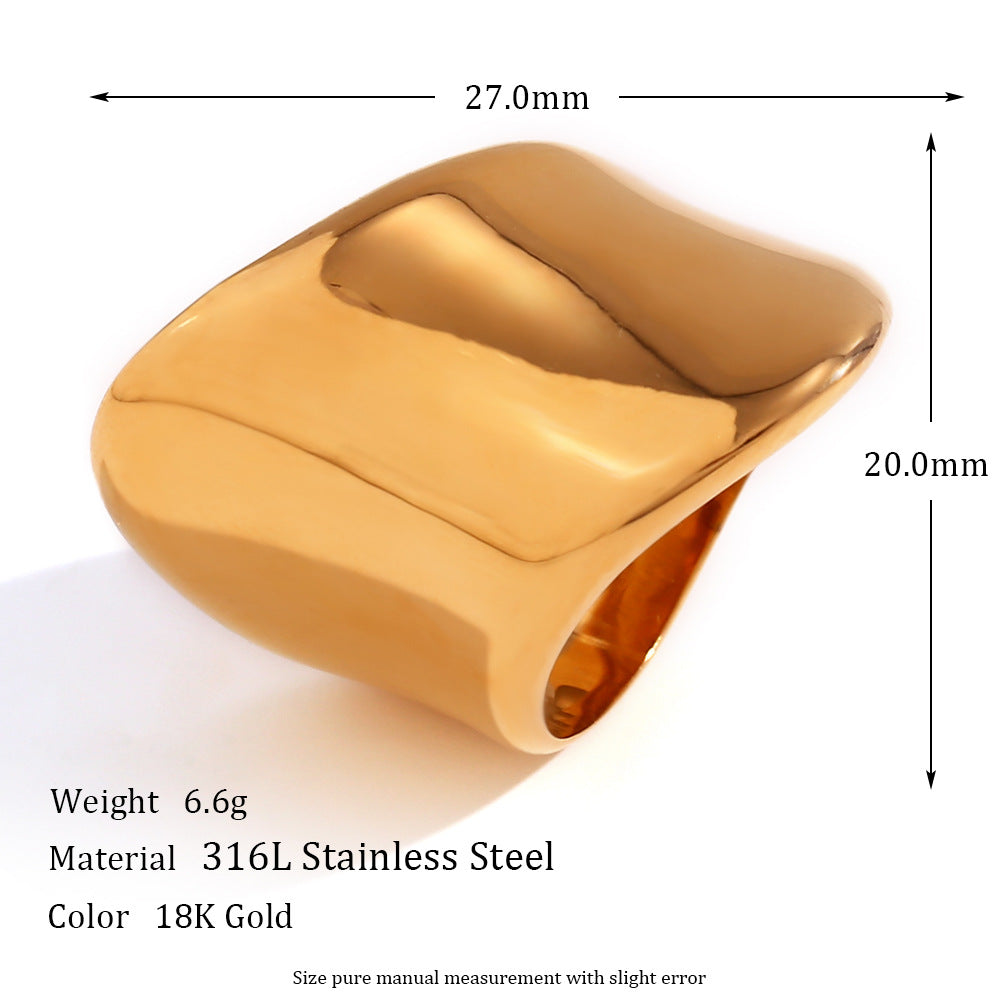Anello Minimalista Geometrico da Donna in Acciaio Inossidabile con Placcatura Oro 18K