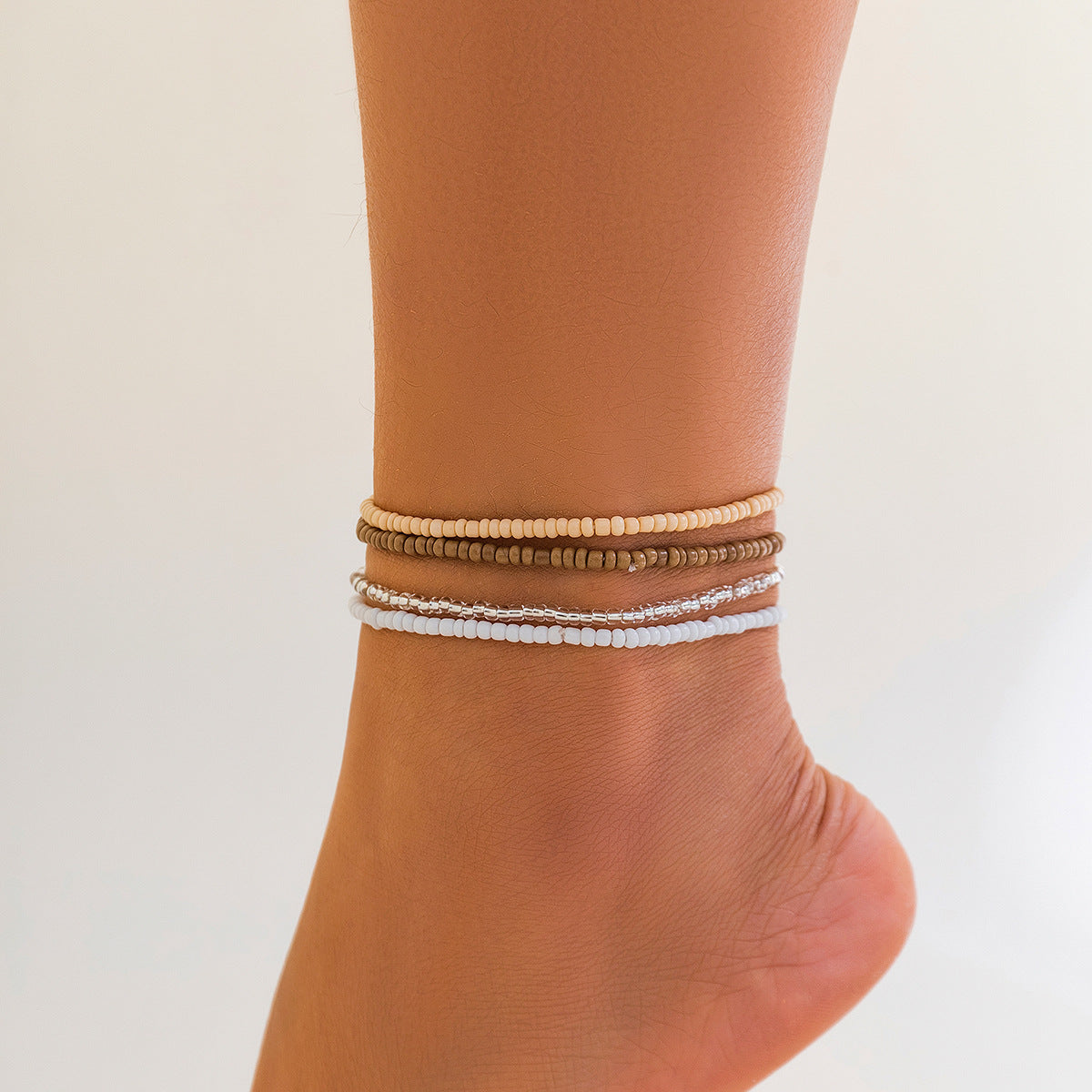 Catena elastica in vita con perline per donna in plastica con design intrecciato, catena per il ventre da spiaggia estiva