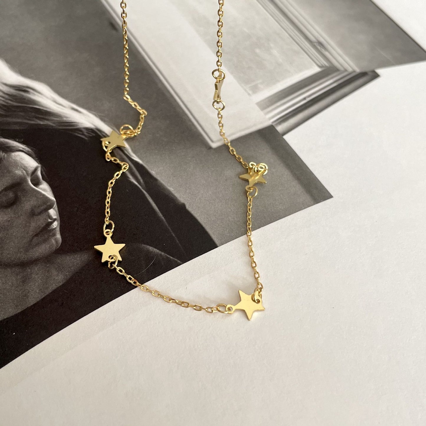 925 Sterling Silver Star Heart Pendant Plated Ball Chain Necklace for Women