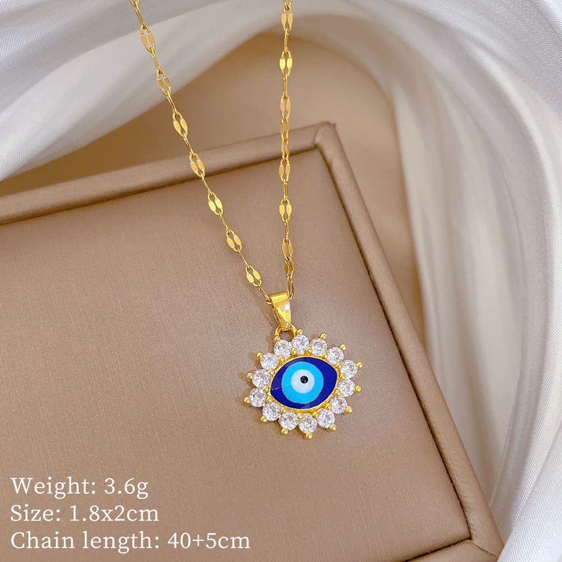 Ciondolo a Cuore in Stile Cartone Animato in Rame con Intarsio di Strass su Collana a Catena a "O" Placcata in Acciaio al Titanio per Donna e Uomo