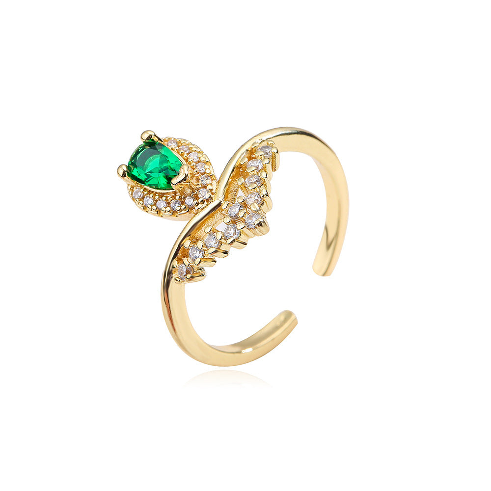 Minimalist Geometric Copper Ring with Gold Plating and Micro-Pave Zirconia for Women