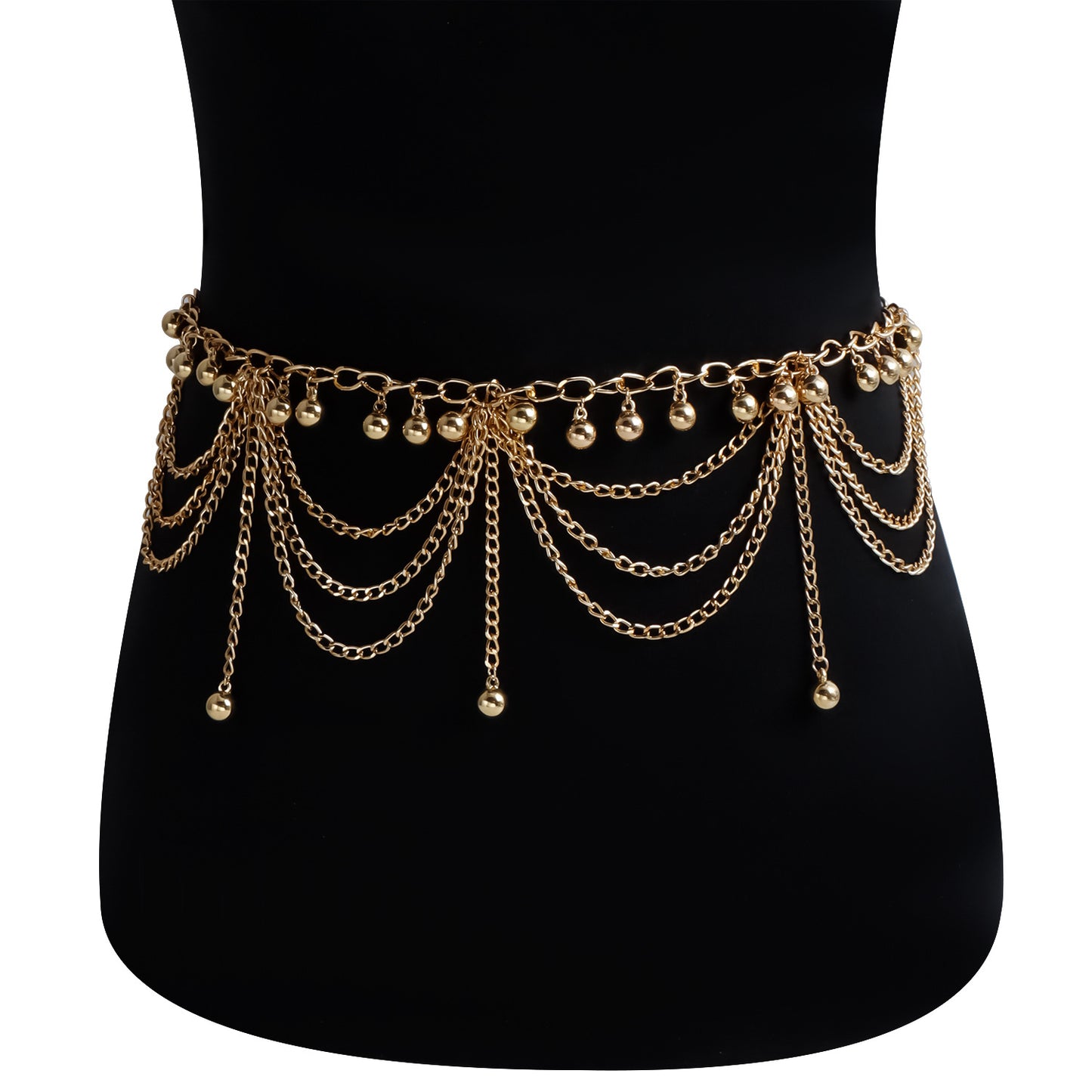 Retro Geometric Round Ball Waist Chain for Women with Painted Finish for Summer Beach Vacation