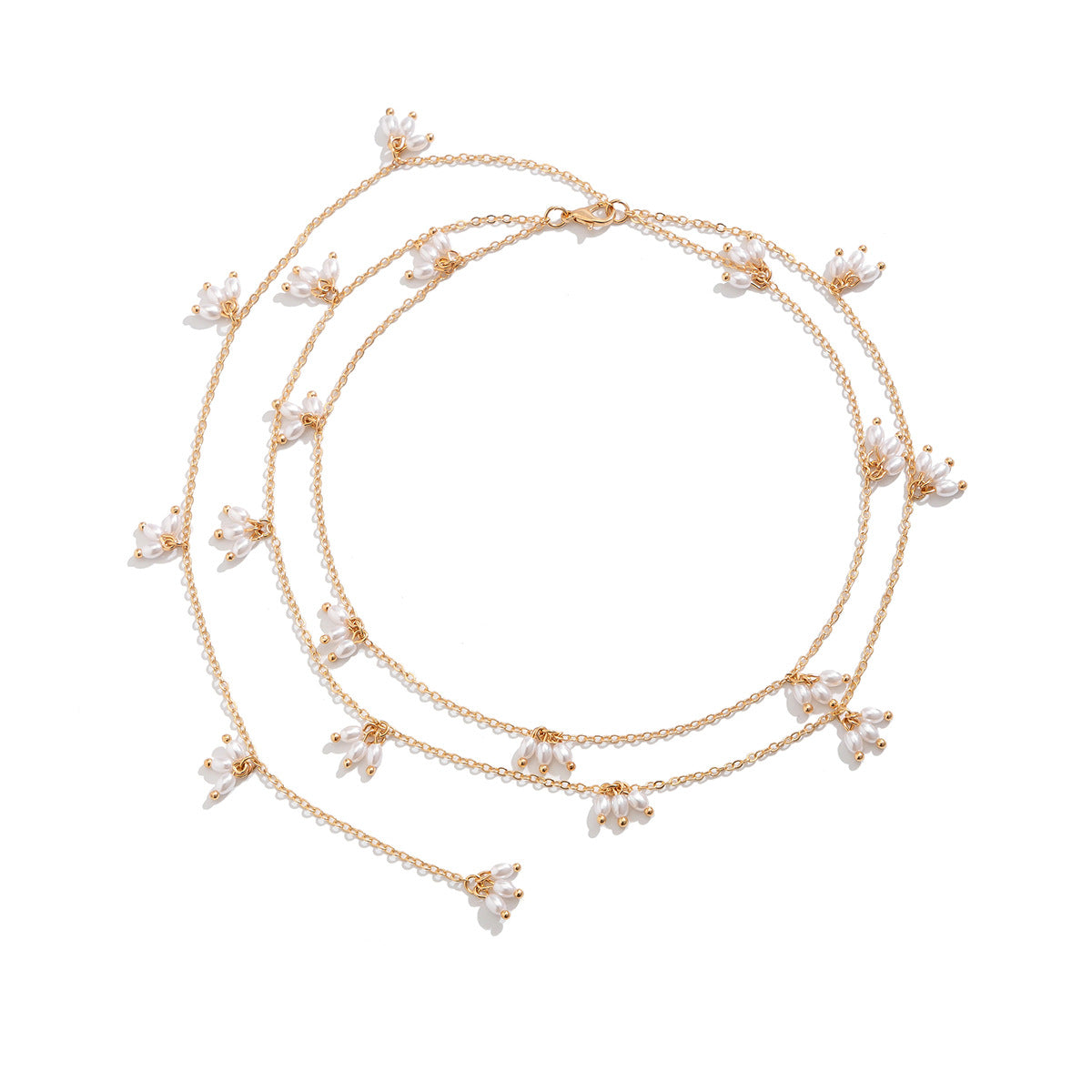 Collana a fascia posteriore in stile perla con nappe color freddo minimalista con ciondolo geometrico e finitura placcata per donne