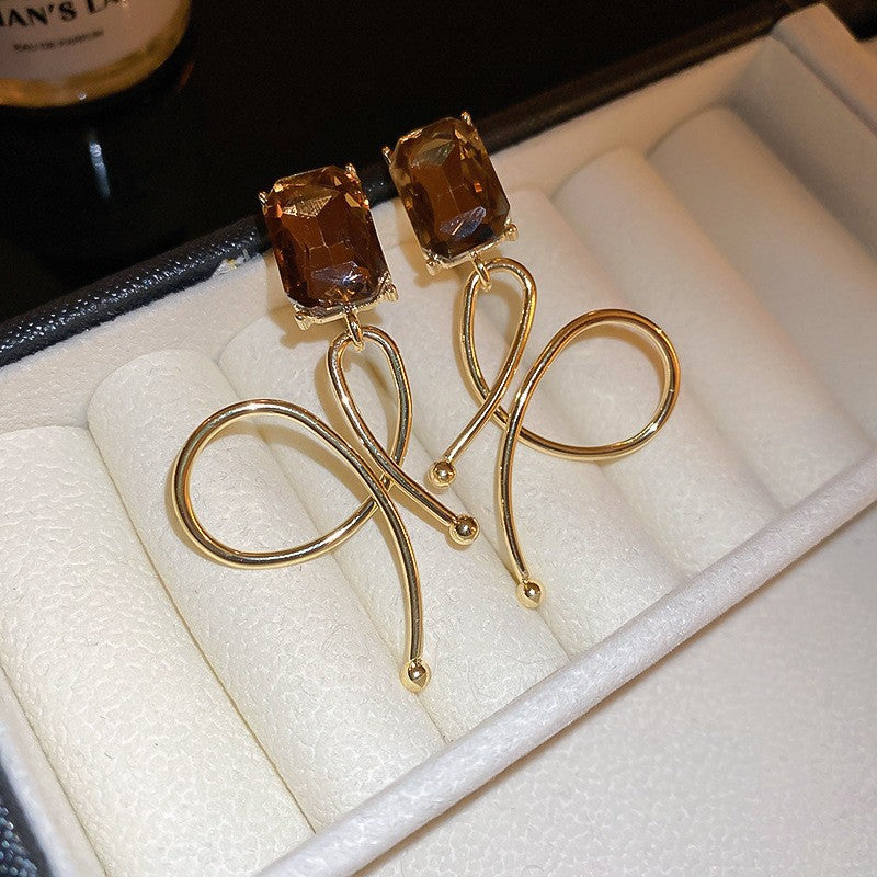 Orecchini a perno geometrici minimalisti in lega con placcatura in rodio da donna, gioielli per orecchie artistici di ispirazione vintage con perni in argento sterling 925