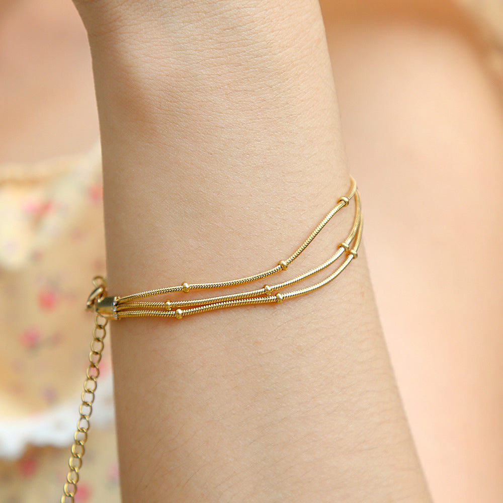 Luxury Geometric Stainless Steel Bracelet with Gold Plating for Women