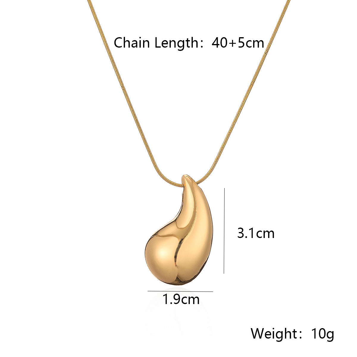 Collana a pendente a goccia minimalista in rame placcato oro da donna