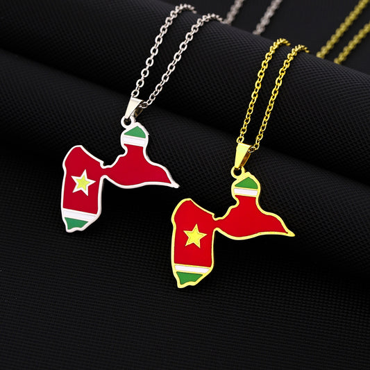 Ethnic Vintage Geometric Pendant Necklace in Stainless Steel with Titanium Steel Charm and Plated Finish