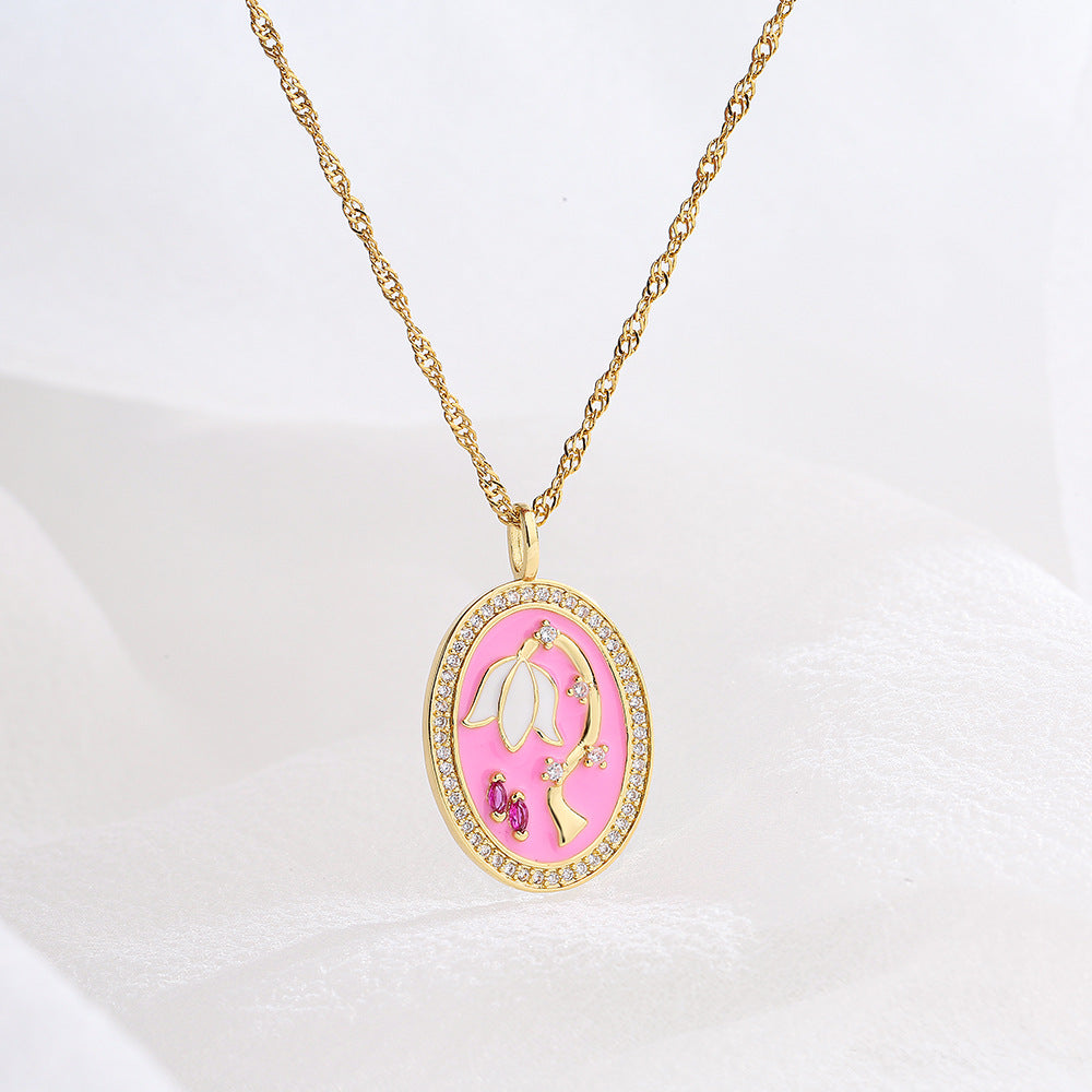 Collana pendente geometrica minimalista in rame smaltato da donna