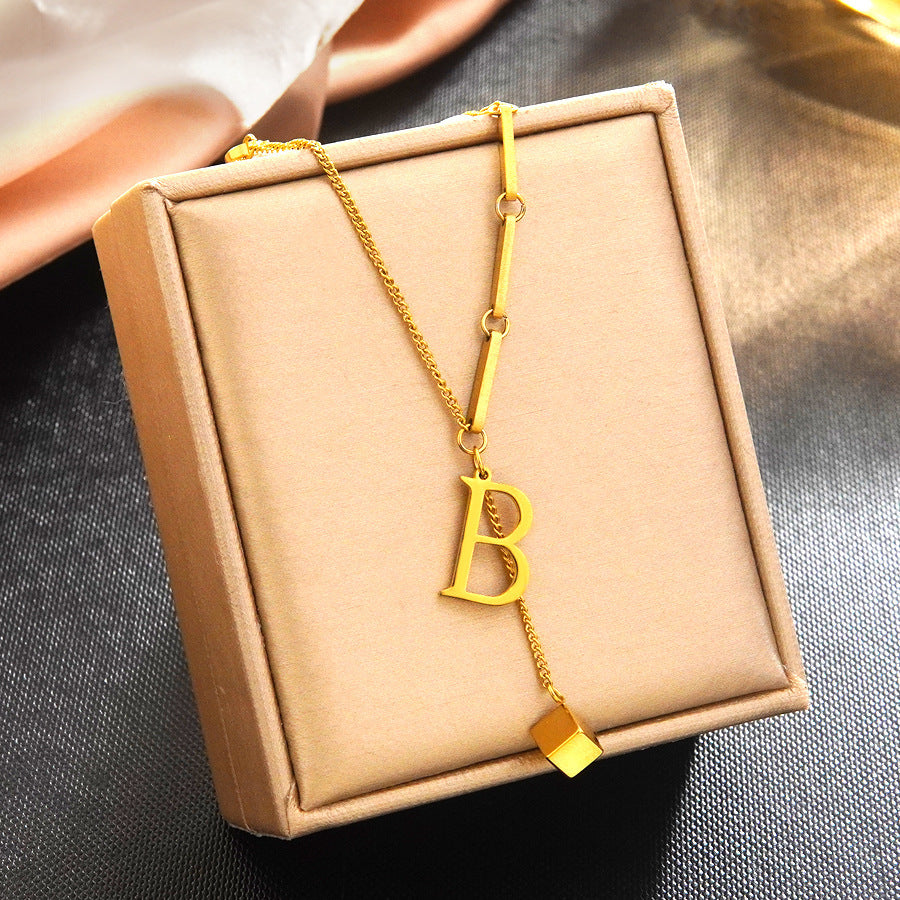 Minimalist Elegant 18K Gold Plated Stainless Steel Letter Bracelet