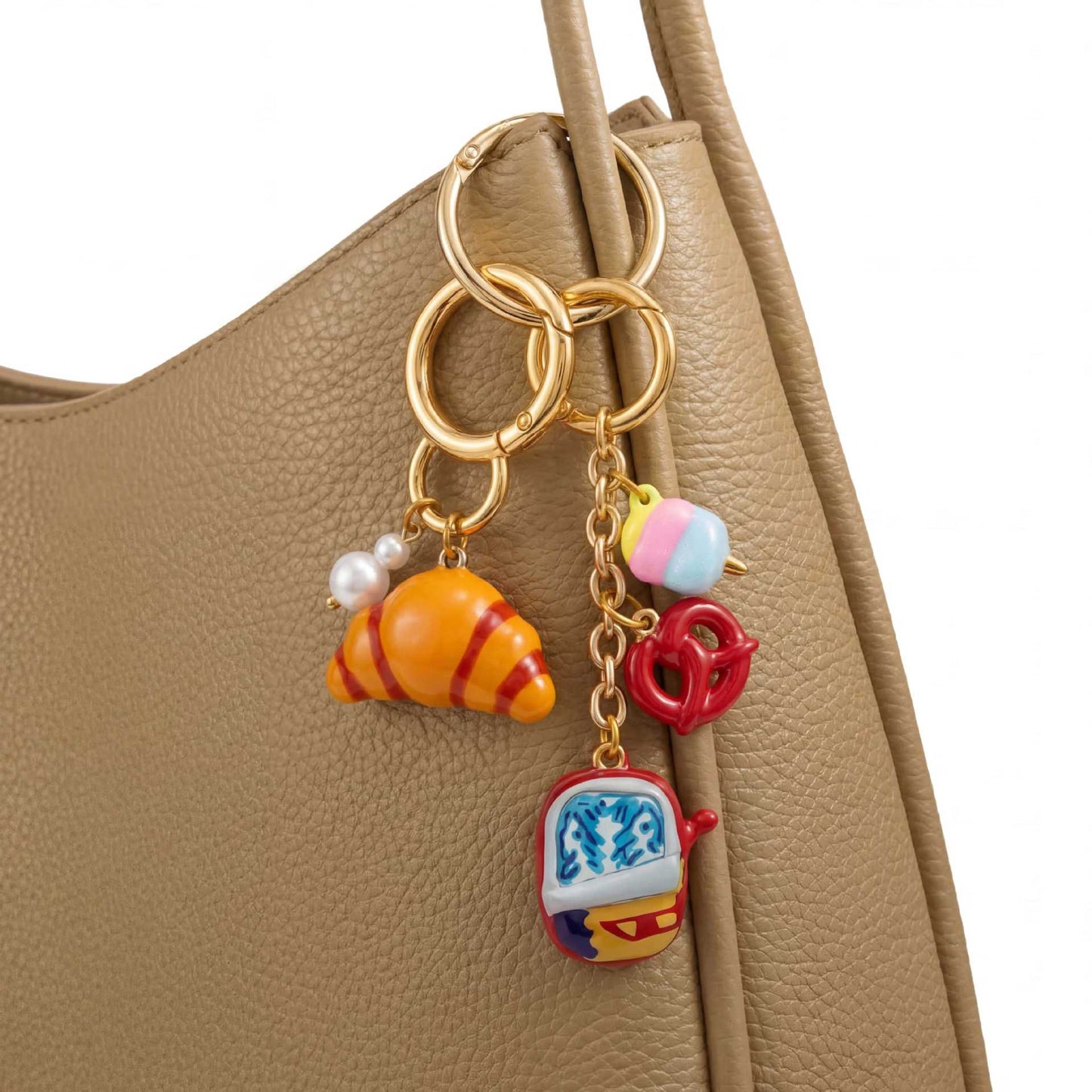 Casual Plated Resin Bag Charm with Fruit and Animal Patterns