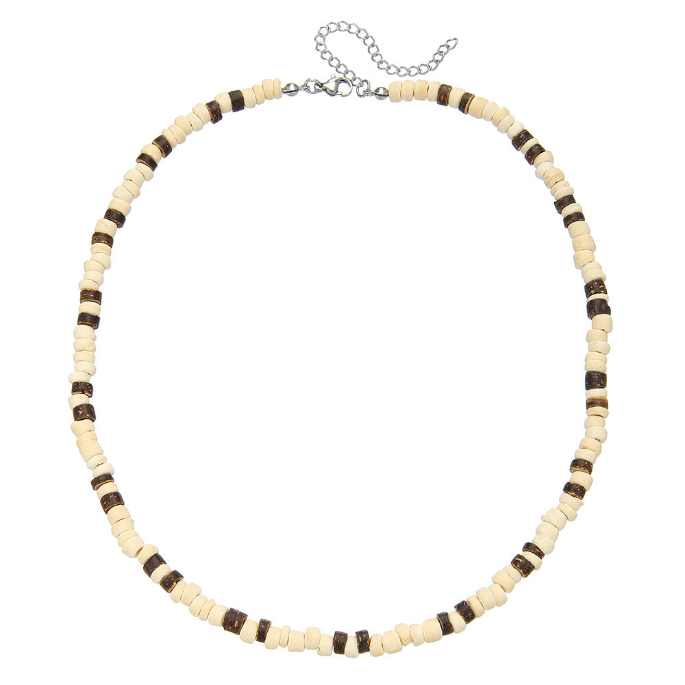 Hip-hop Geometric Wood and Stainless Steel Ball Chain Necklace