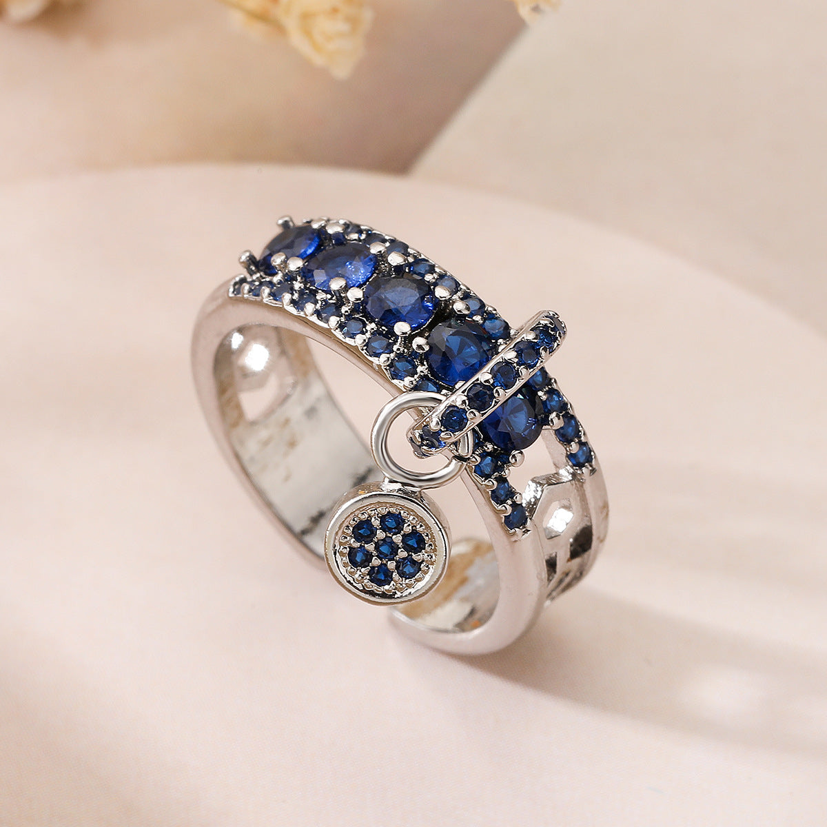 Minimalist Geometric Open Ring for Women Made of Brass with Real Gold Plating and Zircon Inlay