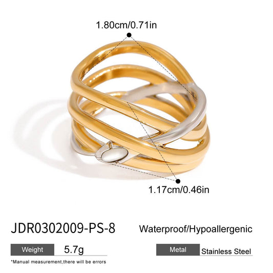 Elegant Geometric Snake Stainless Steel Plated Ring for Women