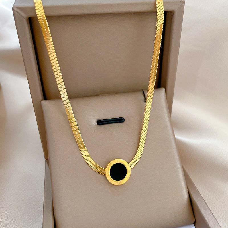 Minimalist Titanium Steel Round Geometric Collar Necklace Unisex Plated Pendant