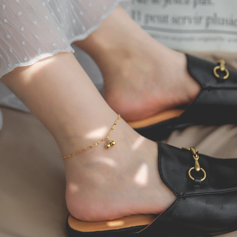 Minimalist Forest Style Geometric Titanium Steel Anklet for Women with Tarnish-Resistant Finish