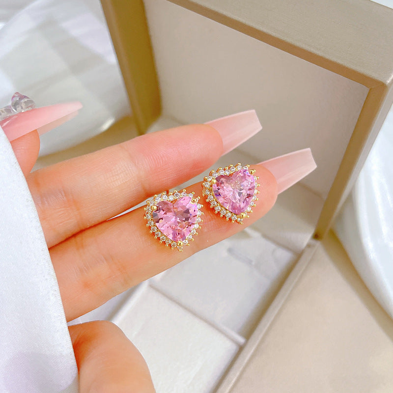 Parure di collana e orecchini a cuore geometrici in acciaio al titanio di lusso