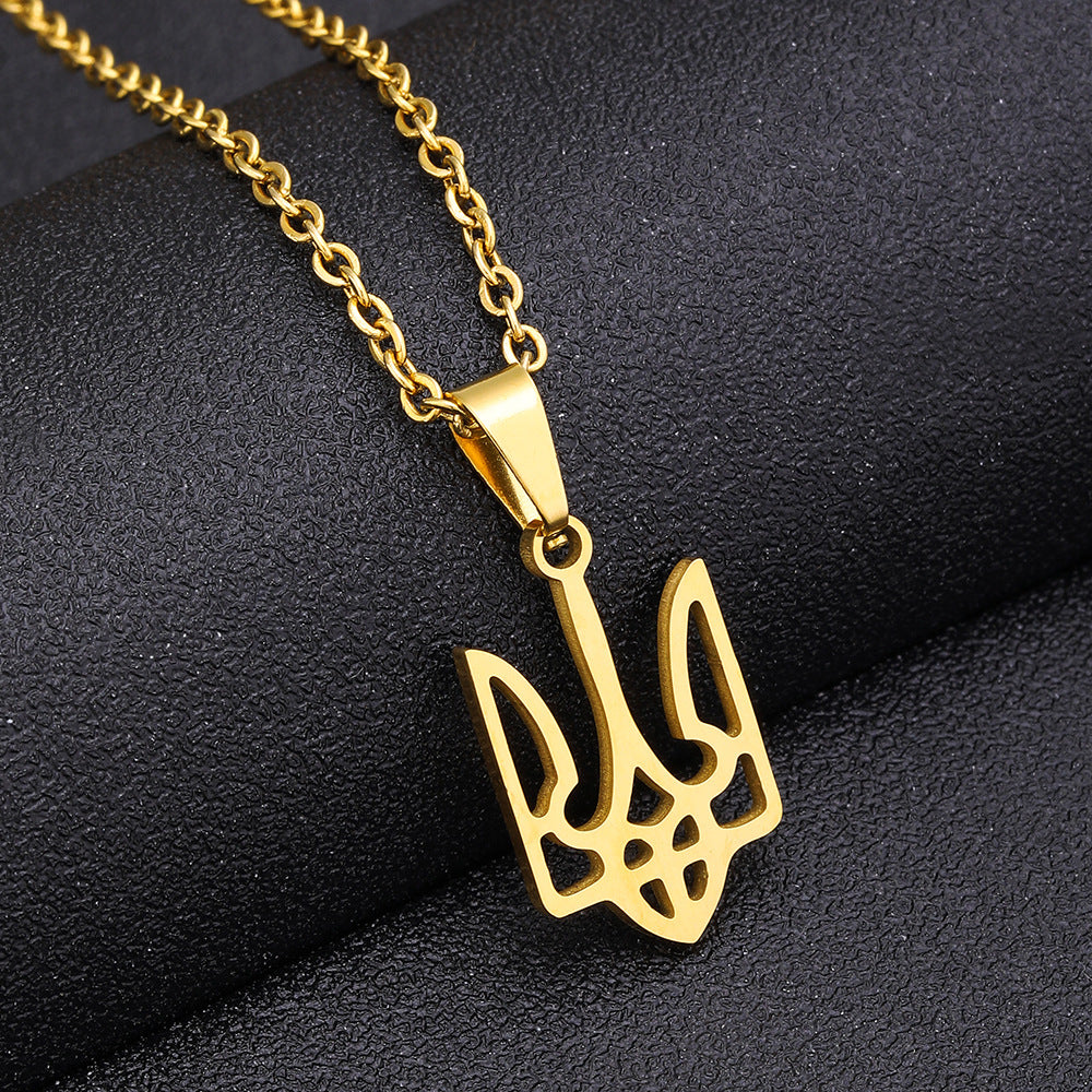 Collana con ciondolo geometrico etnico vintage da donna in acciaio inossidabile e titanio con finitura placcata, catena a O