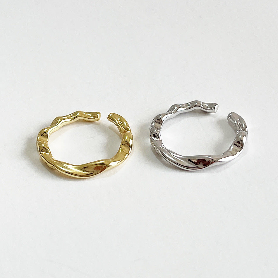 Minimalist 925 Sterling Silver Irregular Heart Geometric Ring for Women