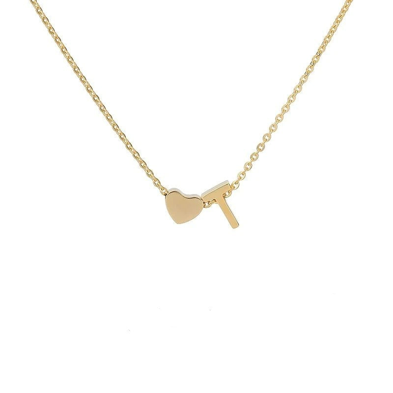 Collana Minimalista con Ciondolo a Cuore in Acciaio Inossidabile, Charms in Acciaio al Titanio e Finitura Placcata per Uomo e Donna