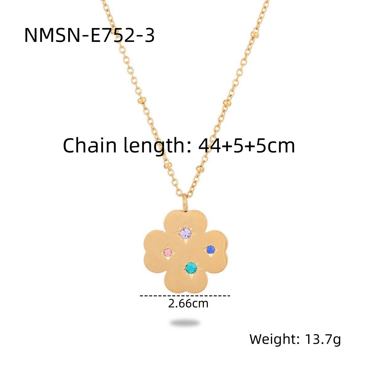Collana alla moda in stile OL con motivi geometrici in acciaio inossidabile e stelle in zirconia colorata, catena maglione in acciaio al titanio ipoallergenico
