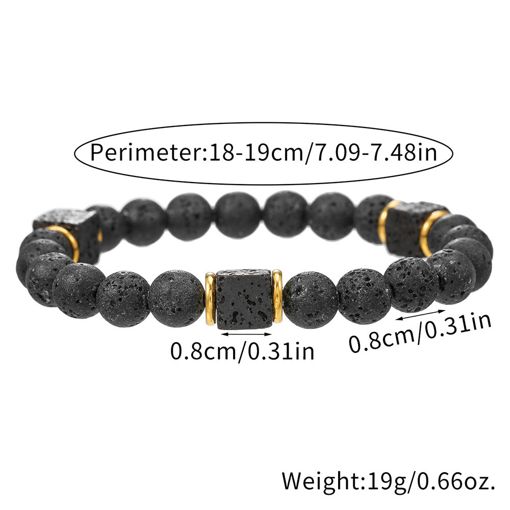 Handmade Matte Round Volcanic Stone Bracelet Unisex Geometric Jewelry