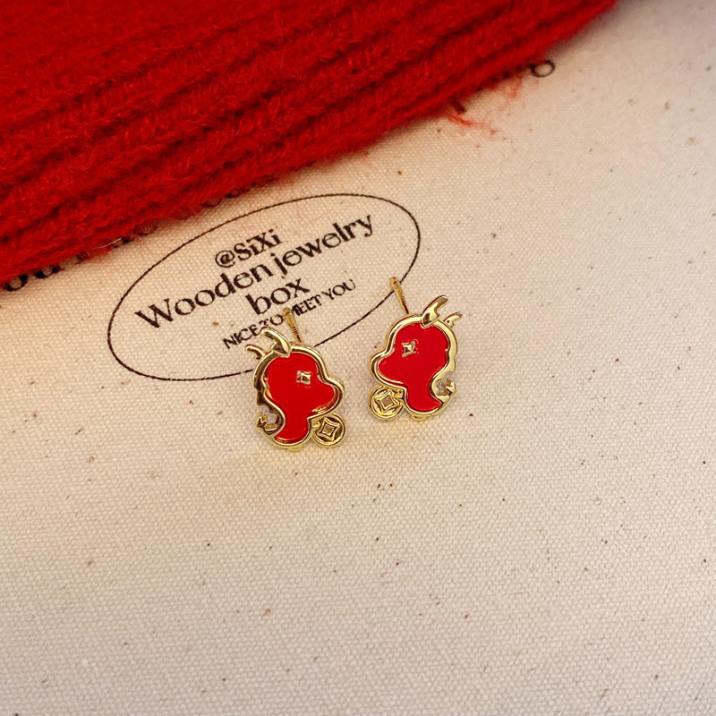Fashionable Dragon-Shaped Zirconia Ear Cuffs for Women Stainless Steel Plated with Real Gold No-Piercing Ear Bone Clips