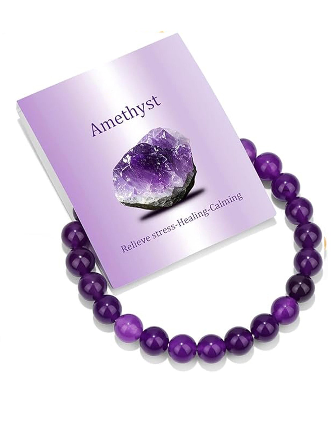 8mm Natural Crystal Beaded Stretch Bracelet Geometric Round Unisex Handmade Jewelry Set