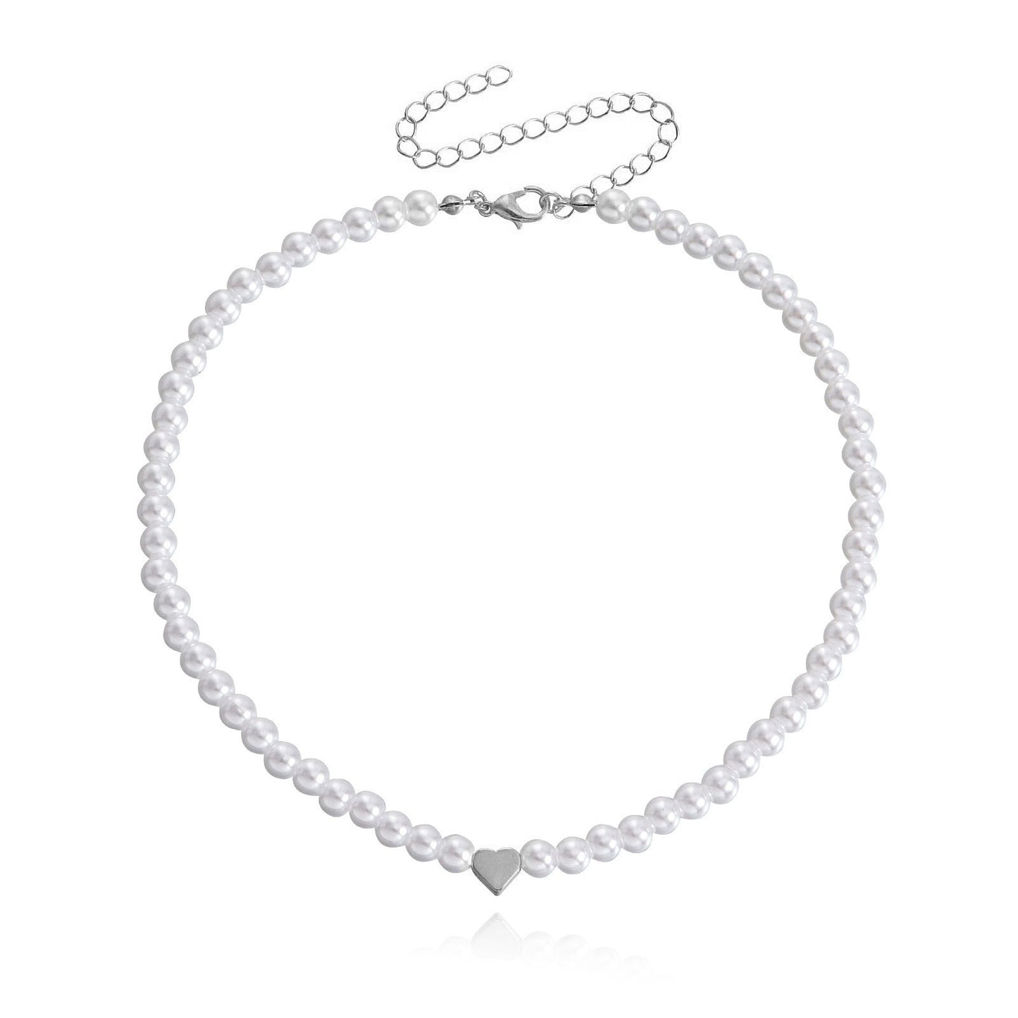 Minimalist Heart-Shaped Alloy Pendant Necklace with Pearl Accents and Gold Plating for Women