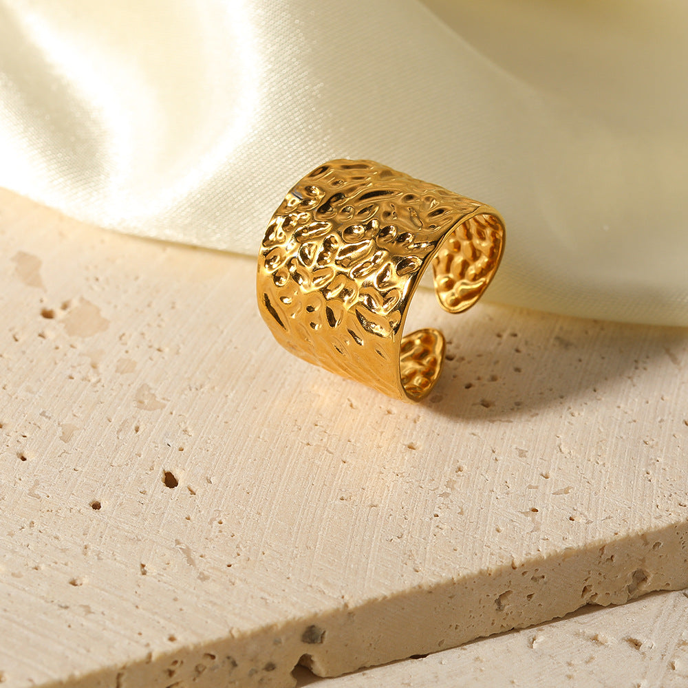 Anello regolabile geometrico minimalista in acciaio inossidabile placcato per donna