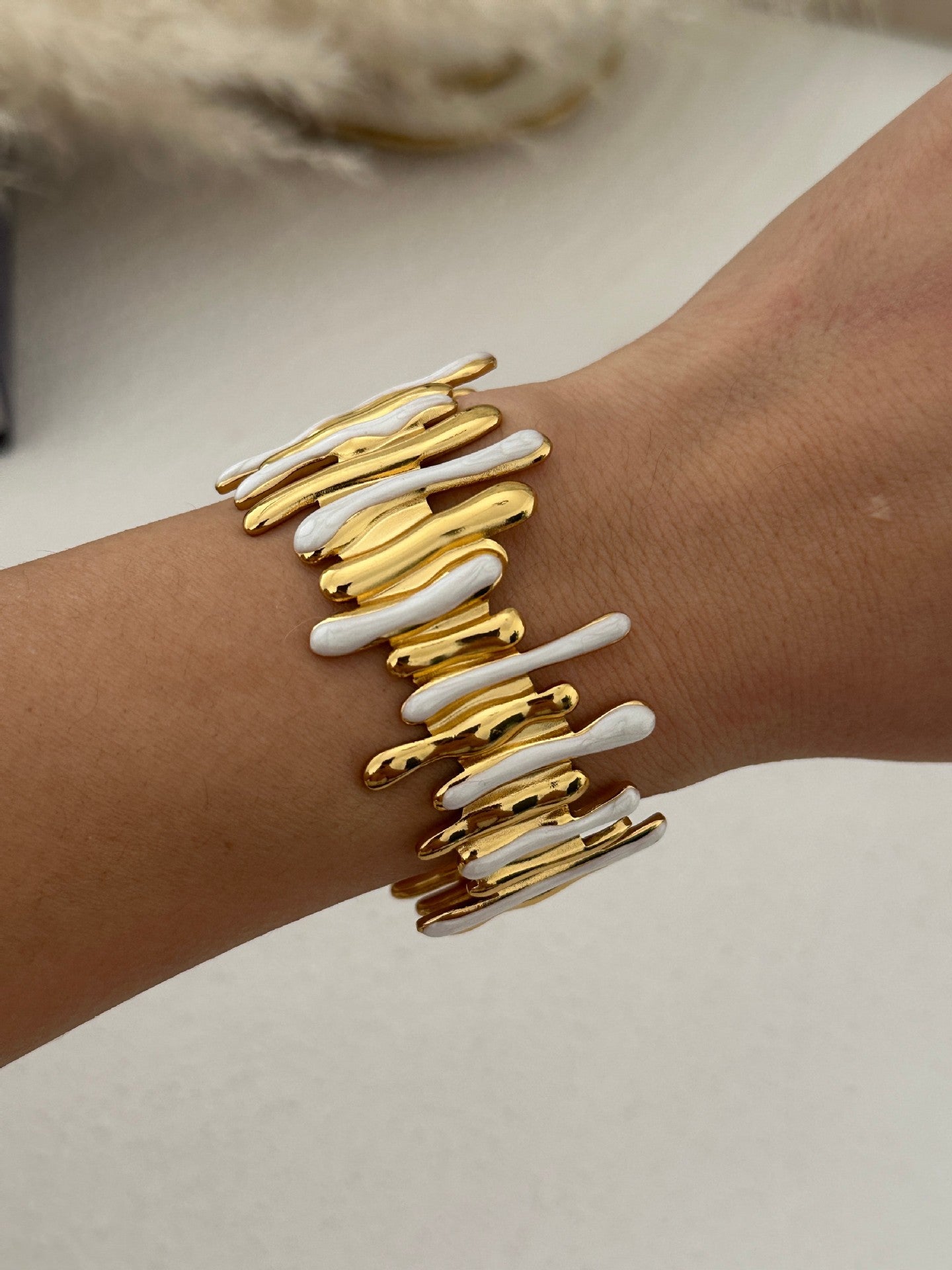 Unique Mermaid Stainless Steel Drip Oil Open Cuff Bracelet with Heart and Star Elements