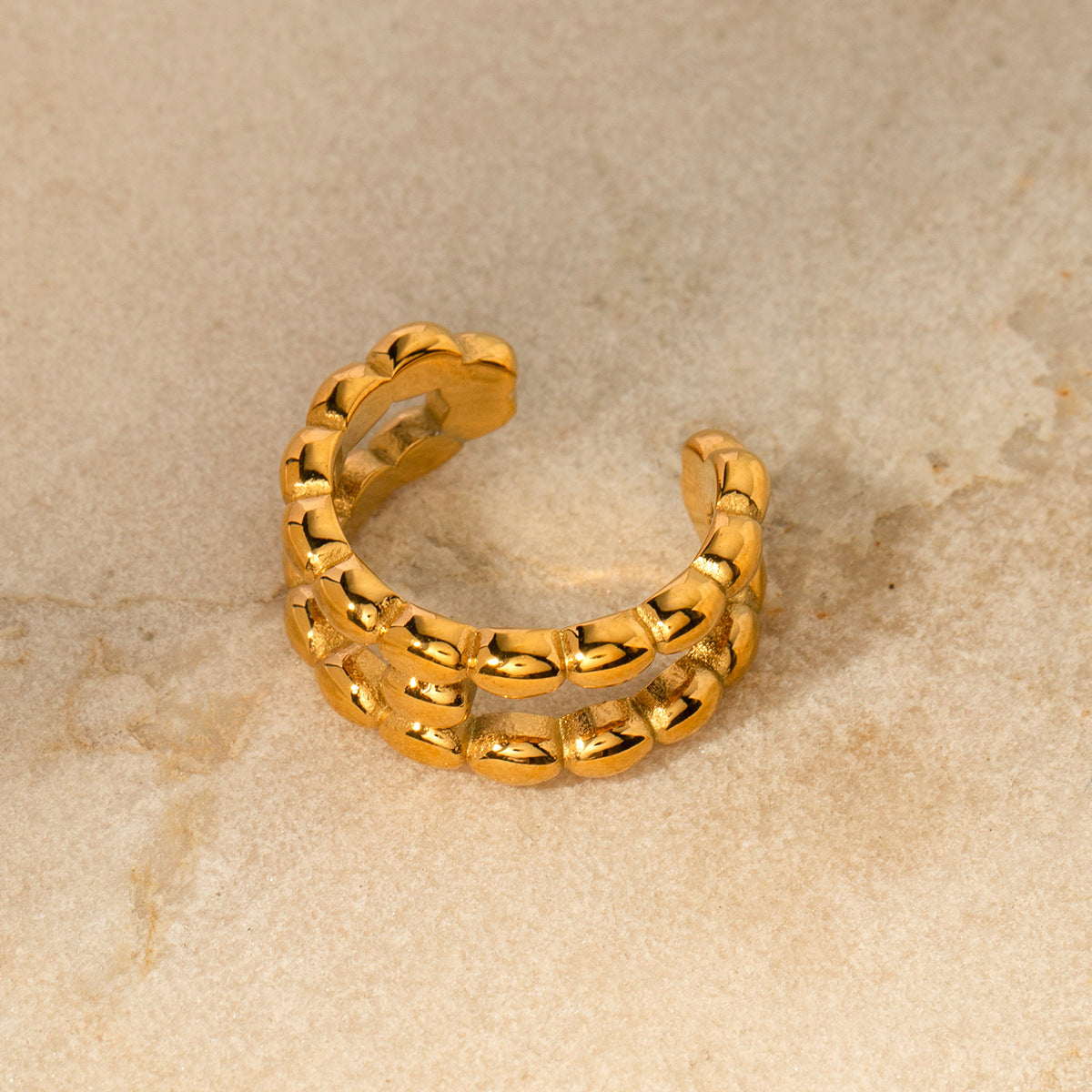 Anello Aperto a I Geometrico alla Moda in Acciaio Inossidabile Placcato Oro 18K Gioielli da Donna