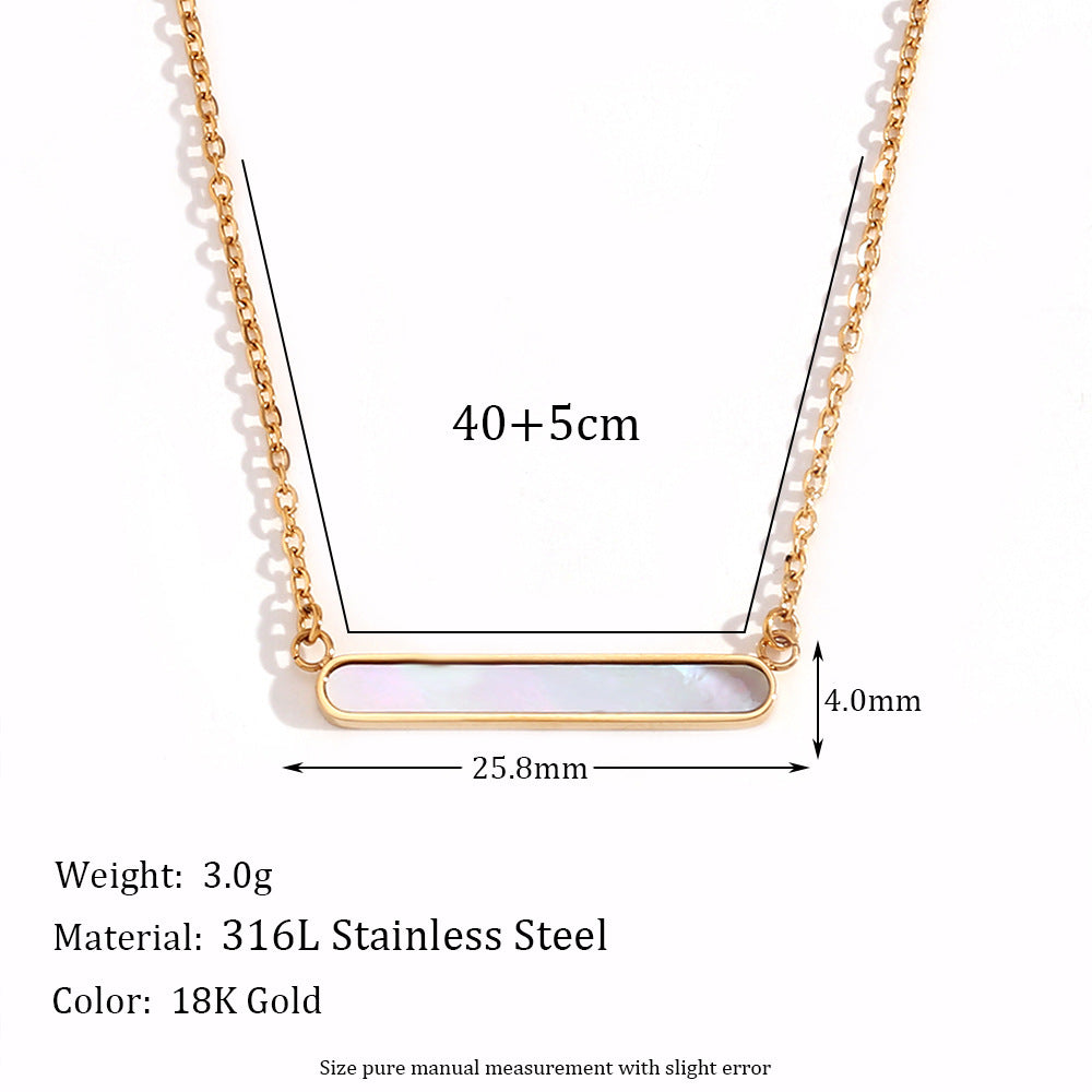 Collana da donna alla moda minimalista geometrica in acciaio inossidabile placcato oro 18 carati con pendente a barra lunga e conchiglia