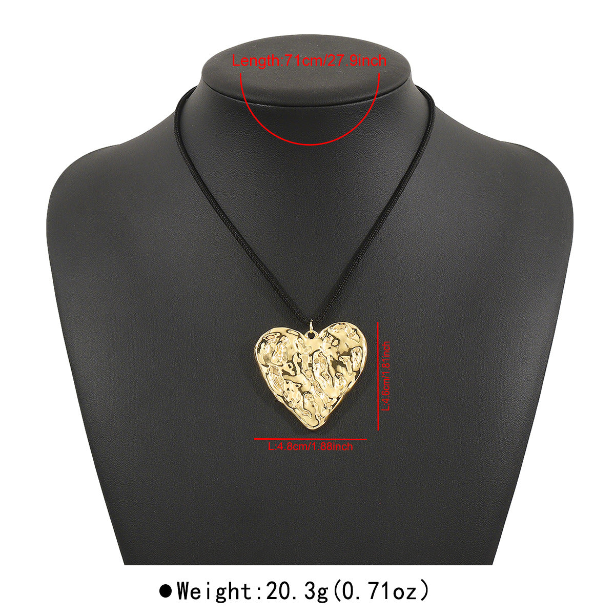 Minimalist Wrinkled Heart Pendant Necklace for Women Alloy Electroplated Adjustable Choker with Geometric Accent