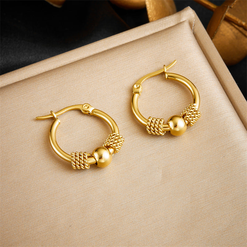 Vintage Minimalist Plated Stainless Steel Geometric Round Earrings