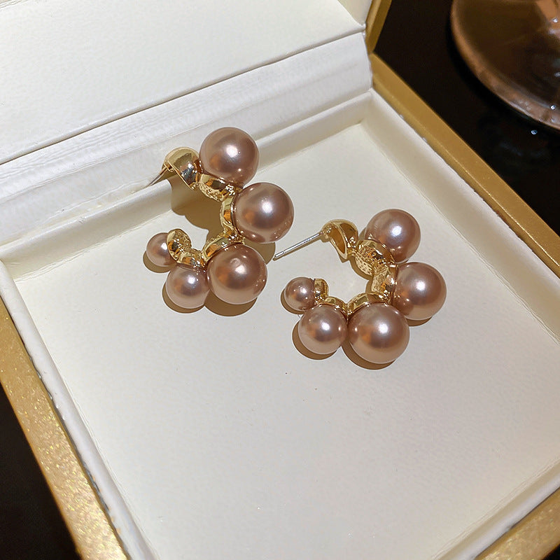 Minimalist Geometric Drop Earrings with Zircon and Pearl Accents in Gold-Plated Copper and 925 Sterling Silver Posts