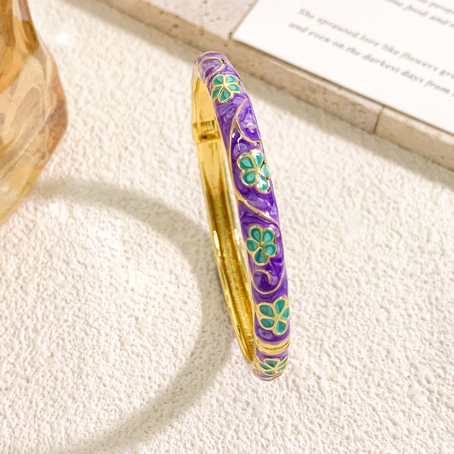Bracciale rigido in lega smaltata di lusso vintage, design geometrico rotondo ovale, gioielli alla moda