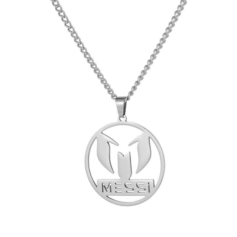 Hip-hop Streetwear Polished Titanium Steel Round Geometric Pendant Necklace for Men