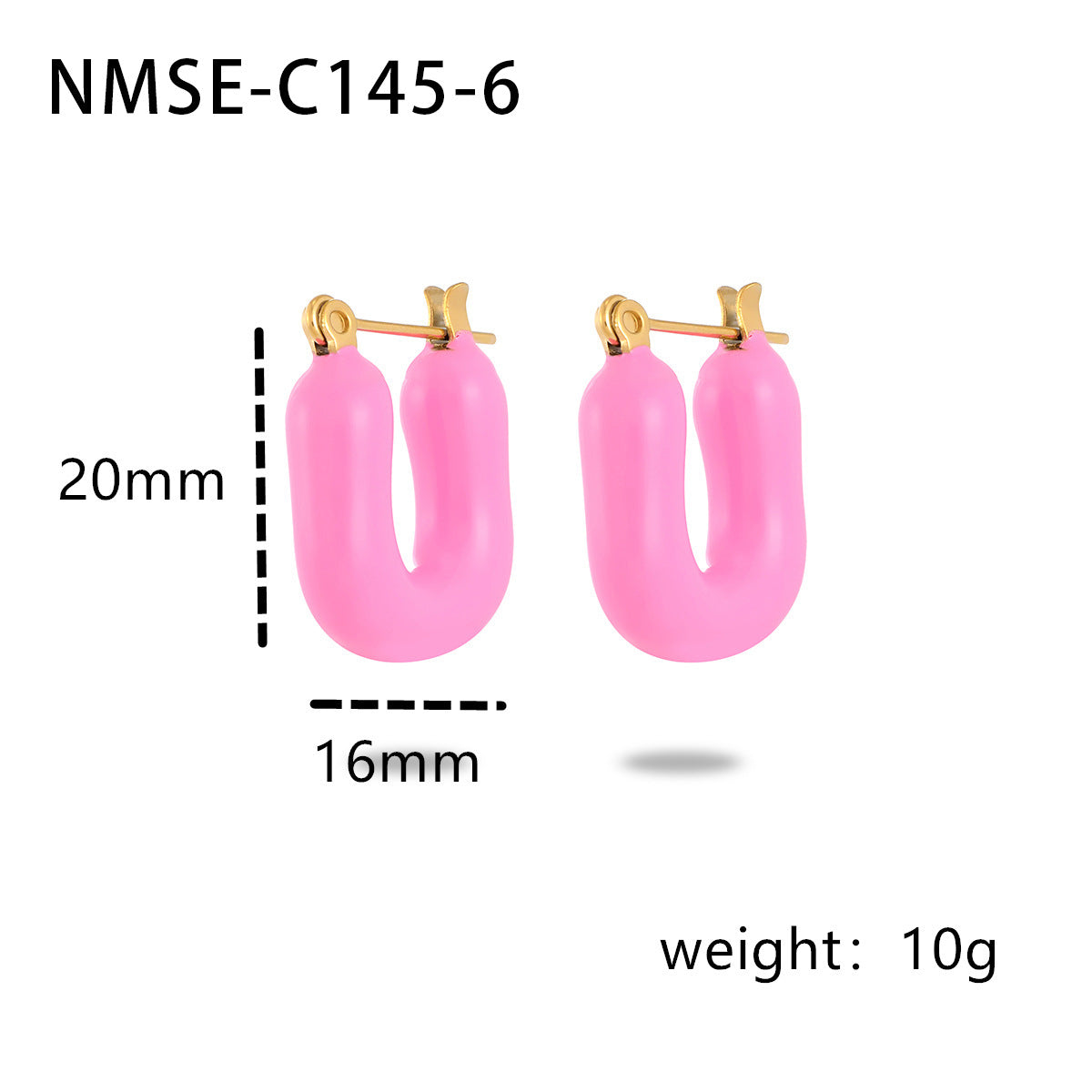 Pendientes franceses vintage de esmalte en forma de U de acero titanio para mujer, diseño irregular minimalista, joyería de moda de acero inoxidable