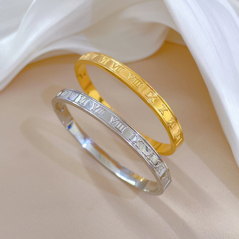 Minimalist Luxury Titanium Steel Bracelet for Women with Plated Finish Retro Elegant Design