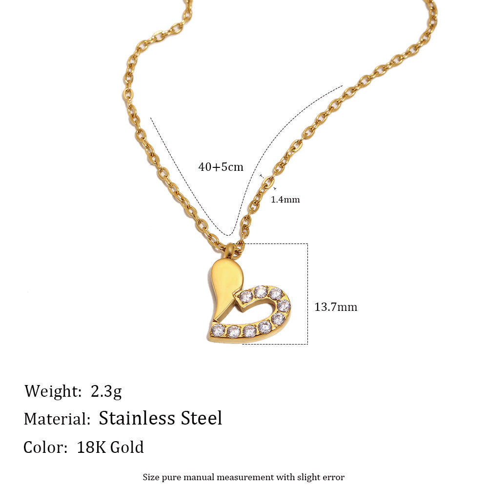 Minimalist Luxury 18K Gold Plated Stainless Steel Heart Pendant Necklace for Women