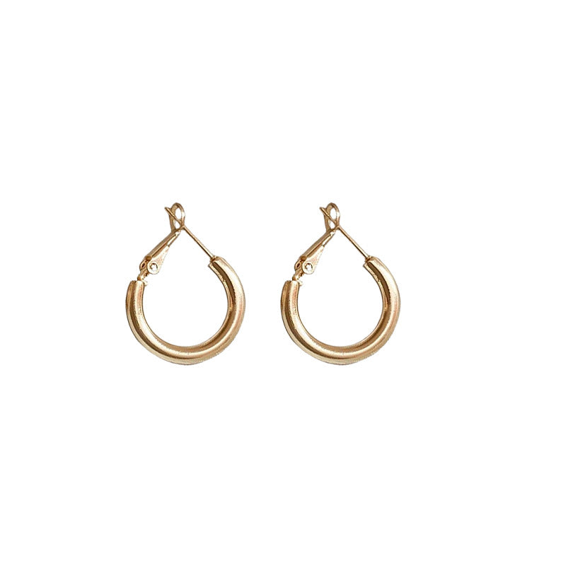 Orecchini a cerchio geometrici minimalisti in argento sterling con finitura placcata da donna