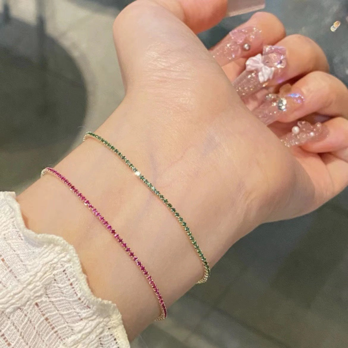 Minimalist Elegant Square Cubic Zirconia Inlaid Brass Bracelet for Women