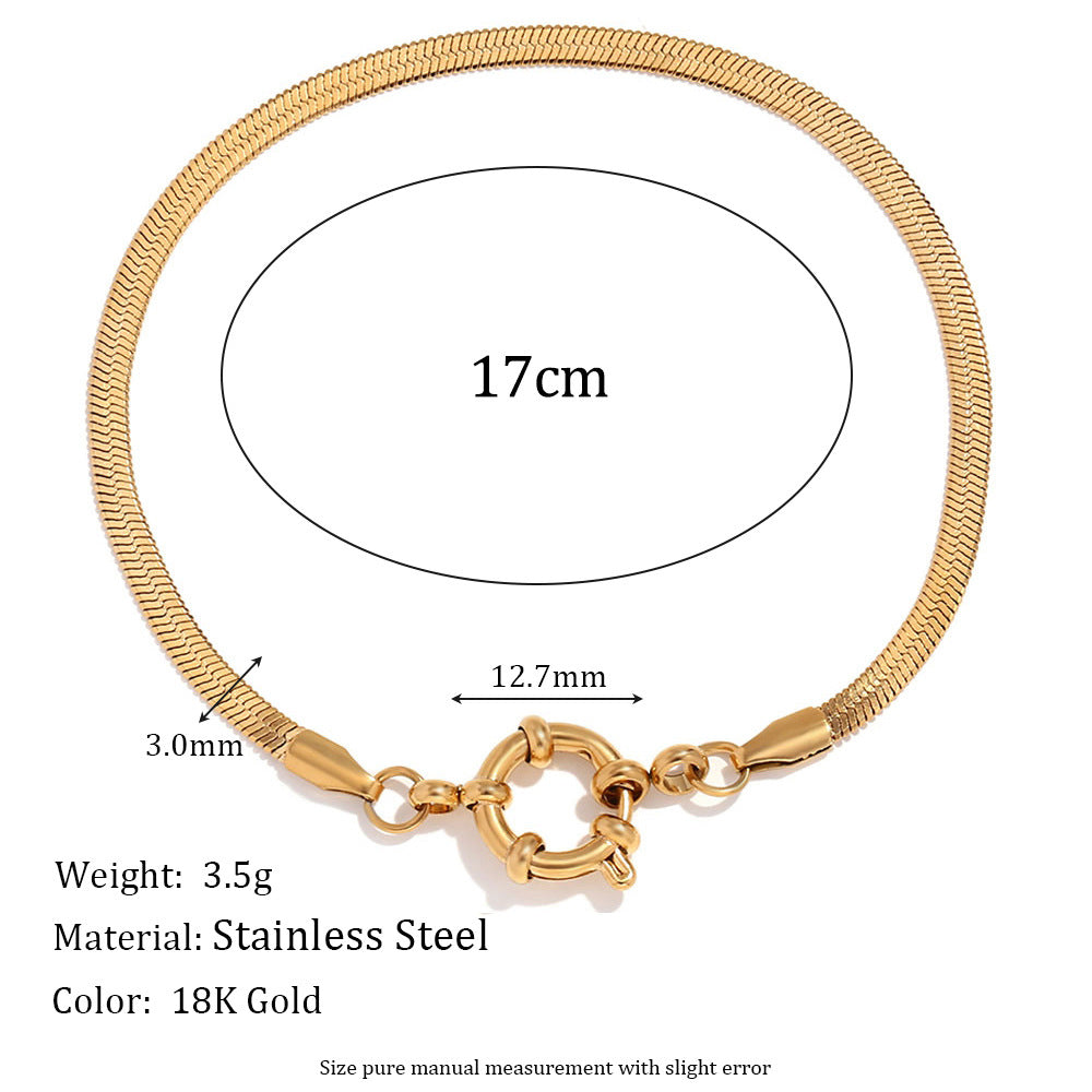 Minimalist Geometric Stainless Steel Plated 18K Gold Blade Chain Bracelet with Spring Ring Clasp